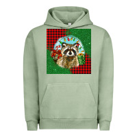 Pigment Oil Green christmas raccoon Urban Hoodie - BarkalooDesign