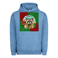 Pigment Pebble Blue christmas raccoon Urban Hoodie - BarkalooDesign