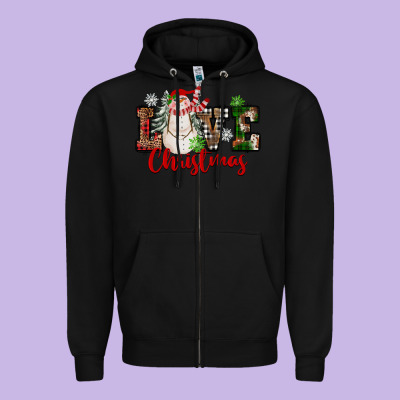 Love Christmas Snowman Zipper Hoodie Designed By Fadigitalartstudio