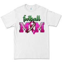 White Football Mom Breast Cancer Premium Tee - BundleAndBundleShop