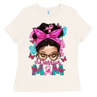 Bone Warrior Mom Messy Bun With Flowers Ladies Tee - BundleAndBundleShop
