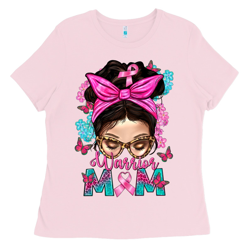 Warrior Mom Messy Bun With Flowers Ladies Tee by BundleAndBundleShop | Teevron