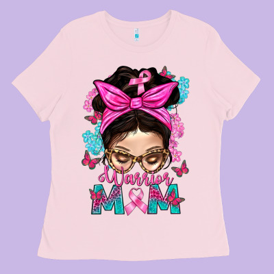 Warrior Mom Messy Bun With Flowers Ladies Tee Designed By Bundleandbundleshop