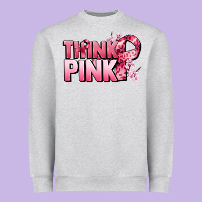 Think Pink Cancer Awareness Heavyweight Sweatshirt Designed By Fadigitalartstudio