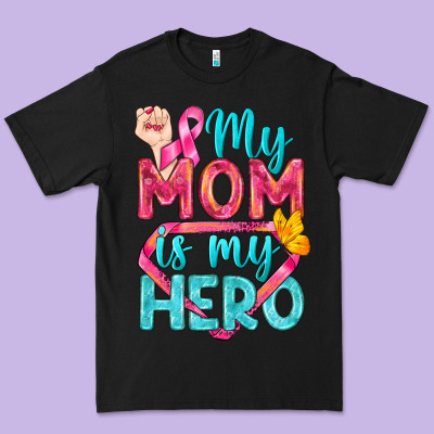My Mom Is My Hero Breast Cancer Premium Tee Designed By Bundleandbundleshop