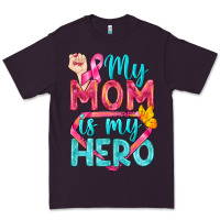 Plum My Mom Is My Hero Breast Cancer Premium Tee - BundleAndBundleShop