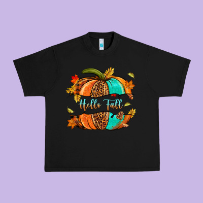 Pumpkin Hello Fall Urban Heavy Tee Designed By Nancycooperartshop