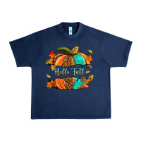 Navy pumpkin hello fall Urban Heavy Tee - NancyCooperArtShop