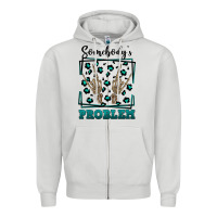Dove Grey Somebody's Problem Hand Skeleton Zipper Hoodie - FaDigitalArtStudio