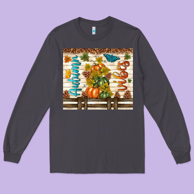 Autumn Vibes Long Sleeve Tee Designed By Tumblerdesignbyshophia