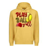 Antique Gold Play Ball Y'all Softball Premium Hoodie - BundleAndBundleShop