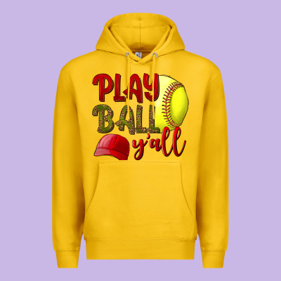 Play Ball Y'all Softball Premium Hoodie Designed By Bundleandbundleshop
