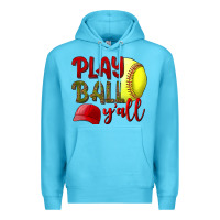 Ocean Blue Play Ball Y'all Softball Premium Hoodie - BundleAndBundleShop