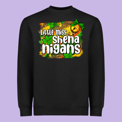 St. Patrick's Little Miss Shenanigans Heavyweight Sweatshirt Designed By Oliviacreatesart