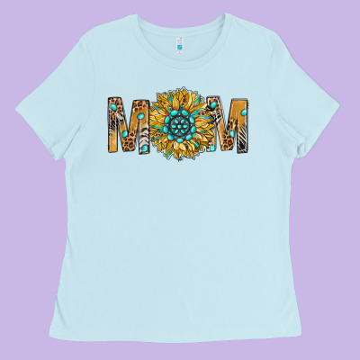 Western Mom With Gemstone And Sunflower Ladies Tee Designed By Bundleandbundleshop
