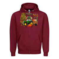 Burgundy Happy Fall Y'all Zipper Hoodie - BundleAndBundleShop