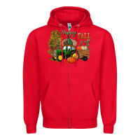 Red Happy Fall Y'all Zipper Hoodie - BundleAndBundleShop