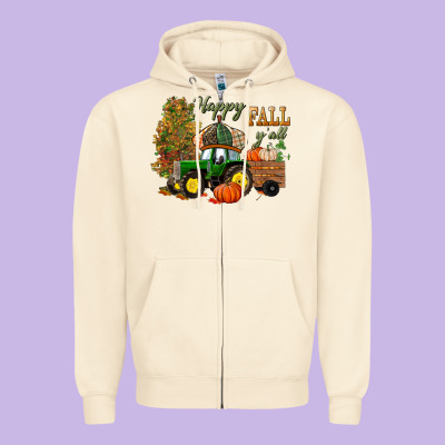 Happy Fall Y'all Zipper Hoodie Designed By Bundleandbundleshop