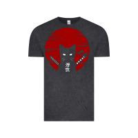 Vintage Black ninja cat japanese Vintage Tee - DesigneFamous