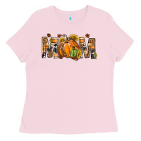 Bubblegum Pink Western Mom With Pumpkins Ladies Tee - BundleAndBundleShop