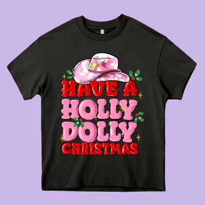 Have A Holly Dolly Christmas Heavy Core Tee Designed By Maliassmallbusiness
