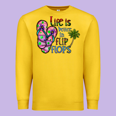 Life Is Better İn Flip Flops Premium Sweatshirt Designed By Cowhidedigitalart