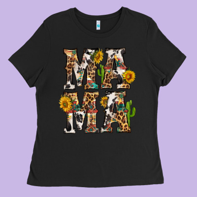 Western Mama With Sunflowers Ladies Tee Designed By Bundleandbundleshop