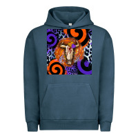 Pigment Midnight Navy halloween bull skull Urban Hoodie - BarkalooDesign