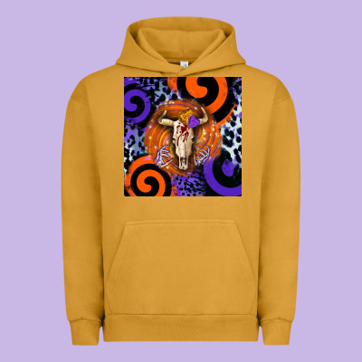 Halloween Bull Skull Urban Hoodie Designed By Barkaloodesign