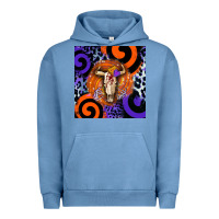 Pigment Pebble Blue halloween bull skull Urban Hoodie - BarkalooDesign