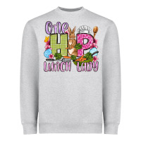 Heather Grey Easter Day One hip Lunch Lady Heavyweight Sweatshirt - OliviaCreatesArt