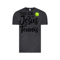 Vintage Black this girl runs on jesus and tennis Vintage Tee - DesigneFamous
