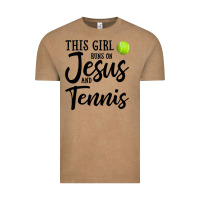 Vintage Coffee this girl runs on jesus and tennis Vintage Tee - DesigneFamous