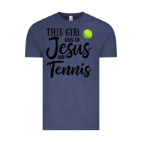 Vintage Denim this girl runs on jesus and tennis Vintage Tee - DesigneFamous