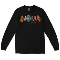 Black western christmas mama claus sunflowers and cactus Long Sleeve Tee - Jasminsmagicworld