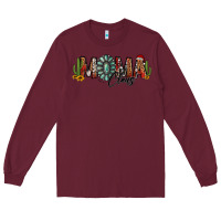 Burgundy western christmas mama claus sunflowers and cactus Long Sleeve Tee - Jasminsmagicworld