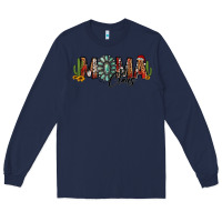 Navy western christmas mama claus sunflowers and cactus Long Sleeve Tee - Jasminsmagicworld