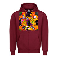 Burgundy halloween cat and witch seamless pattern Zipper Hoodie - BundleAndBundleShop