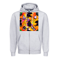 Heather Grey halloween cat and witch seamless pattern Zipper Hoodie - BundleAndBundleShop