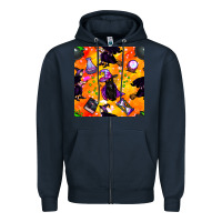 Navy halloween cat and witch seamless pattern Zipper Hoodie - BundleAndBundleShop
