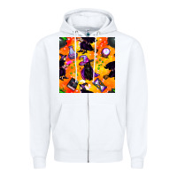 White halloween cat and witch seamless pattern Zipper Hoodie - BundleAndBundleShop