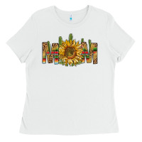 White Western Mom With Sunflower Ladies Tee - BundleAndBundleShop