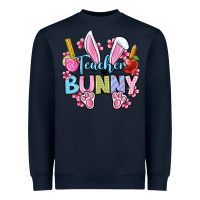 Navy Easter Teacher bunny Heavyweight Sweatshirt - OliviaCreatesArt