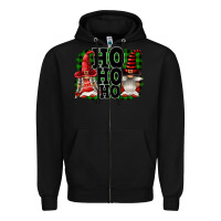 Black Ho Ho Ho Christmas Gnomes Zipper Hoodie - FaDigitalArtStudio