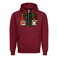 Burgundy Ho Ho Ho Christmas Gnomes Zipper Hoodie - FaDigitalArtStudio