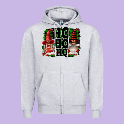 Ho Ho Ho Christmas Gnomes Zipper Hoodie Designed By Fadigitalartstudio