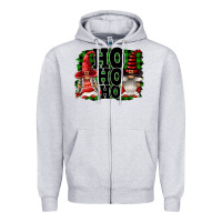 Heather Grey Ho Ho Ho Christmas Gnomes Zipper Hoodie - FaDigitalArtStudio