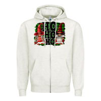 Oatmeal Heather Ho Ho Ho Christmas Gnomes Zipper Hoodie - FaDigitalArtStudio