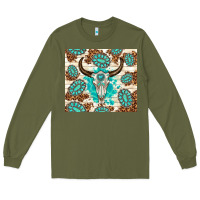 Army Green gemstone bull skull leopard Long Sleeve Tee - TumblerDesignByShophia
