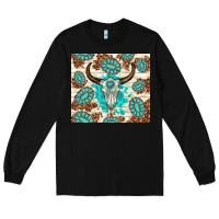 Black gemstone bull skull leopard Long Sleeve Tee - TumblerDesignByShophia